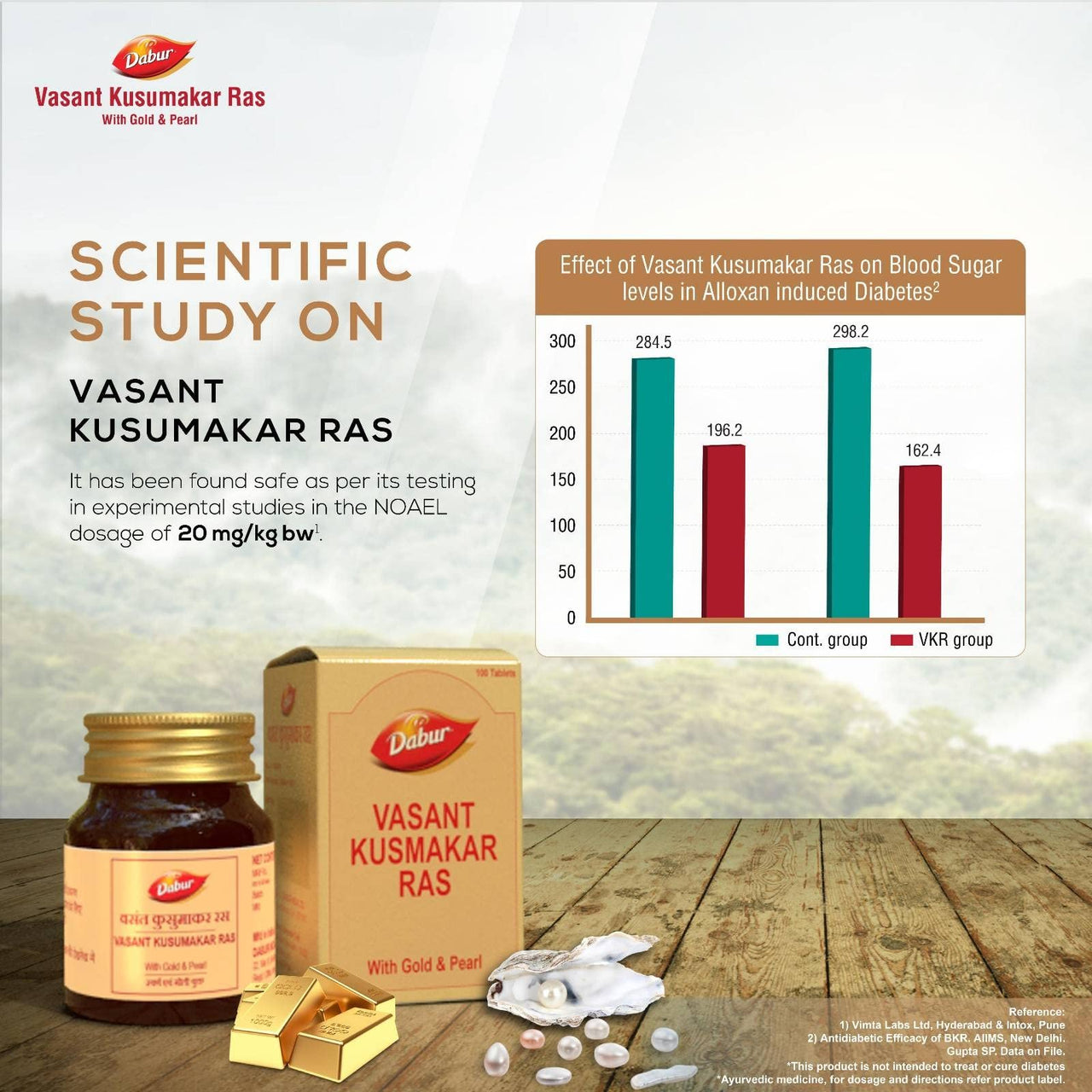 DABUR Ayurveda Vasant Kusumakar Ras with Gold and Pearl - 100 Tablets