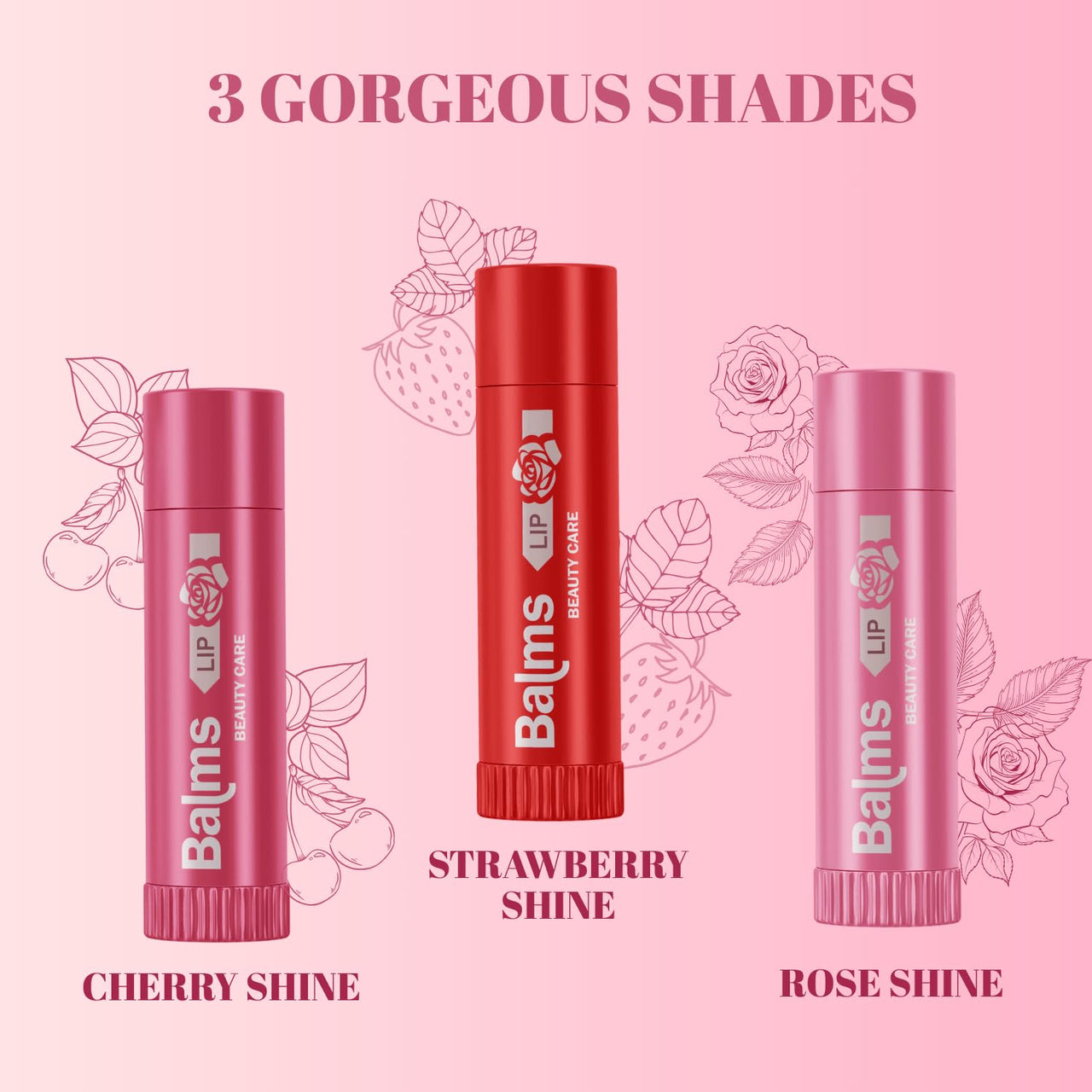 Lakyou Beauty Strawberry Shine Lip Balm | 12 HR Moisturizing & Repair | 99% Natural | Hydrating & Nourishing Lip Care | 3g