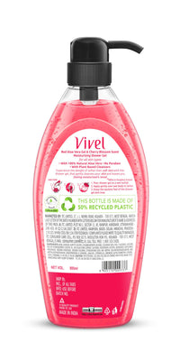 Vivel Red Aloe Vera & Cherry Blossom Scent Shower Gel, 895 ml, Moisturizing Body Wash, with Plant based Cleansers, Body wash Shower Gel for Women & Men, For All Skin Types