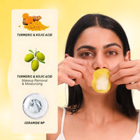 Yapidra Turmeric & Kojic Acid Cleansing Pads | With 15% Vitamin C, 5% Niacinamide & Hyaluronic Acid | Gently Exfoliates & Brightens | Helps Reduce Tan, Dark Spots & Pigmentation | Non-Irritating & Non-Sticky | 100% Natural Formula | For All Skin Types | D