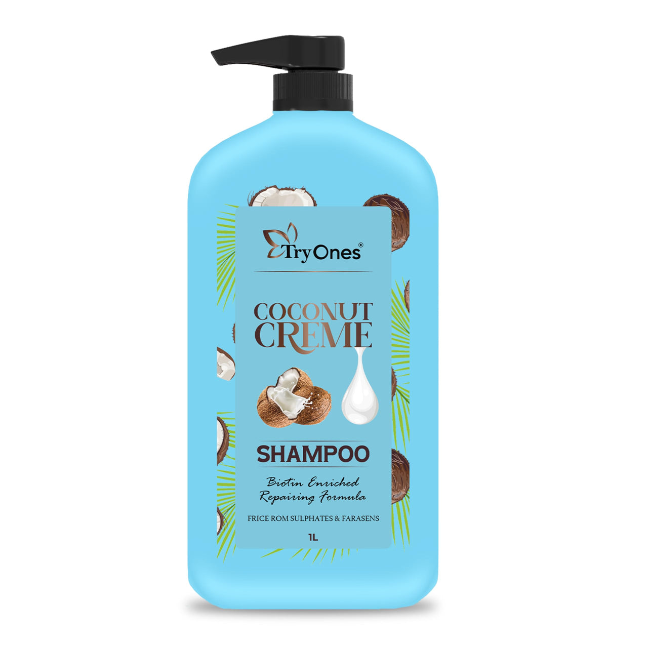 TryOnes Coconut Cream Shampoo For Hair Fall/Strength/Damage/Thinning Strong & Shiny Hair Soft, silky hair I Shampoo for Women and Men - 1000ml