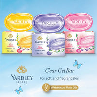 Yardley London Clear Gel Bar Gardenia And Waterlily - With 99% Pure Glycerin And Natural Floral Oils - 125Gx3