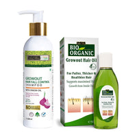 INDUS VALLEY Bio Organic Natural Growout Shampoo Toxic Chemical-free with Growout Hair Oil for Hair Growth- (200ml +100ml= 300ml)