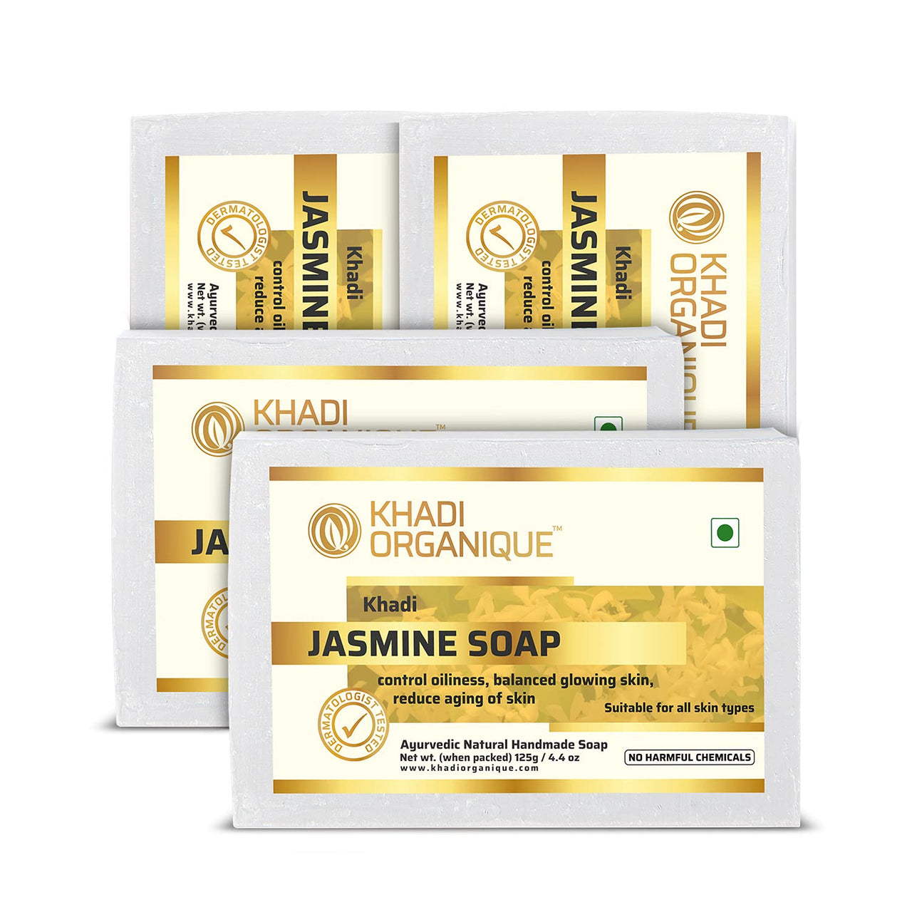 Khadi Organique Natural Herbal Jasmine Soap Pack of 4