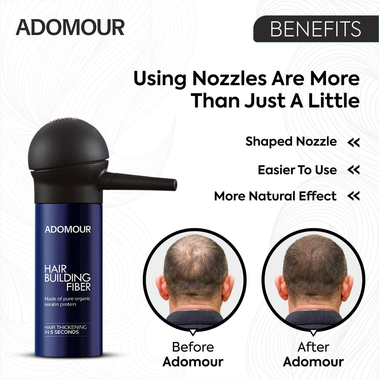 ADOMOUR Hair Fiber Spray Applicator Pump for Bottle, Easy to Use Sprayer Pump for Men and Women - Black