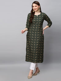 GoSriKi Women's  Cotton Blend Printed Straight Kurta