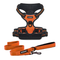 Voyager Dog Harness Dual Leash Attachment No-Pull Control Adjustable Soft but Strong Pet Harness for Medium and Large Dogs with 3M Reflective Technology - Harness Leash Set (Orange), S