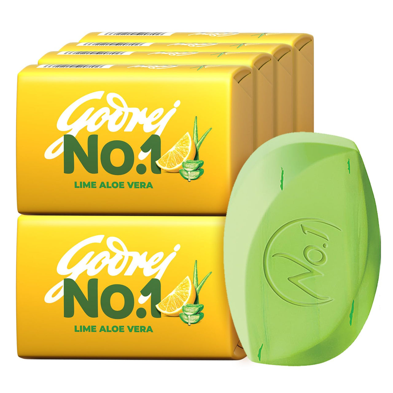Godrej No.1 Bathing Soap Lime & Aloe Vera Grade 1 Soap & Long-lasting Fragrance, (150g each) - Pack of 9