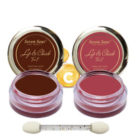 Seven Seas Lips & Cheek Tint Combo Pack of 2 | Matte Natural Blush for Women | Lip Tint with Vitamin E | Nourishing Cheek Tint (Maroon, Hippie Pink)