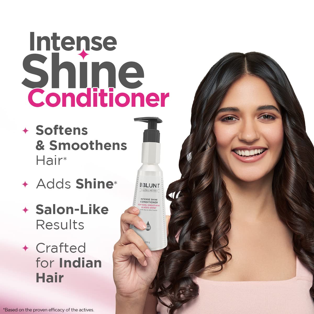 BBLUNT Intense Shine Conditioner with Rice & Silk Protein for Softer, Smoother & Shinier Hair - 250 g
