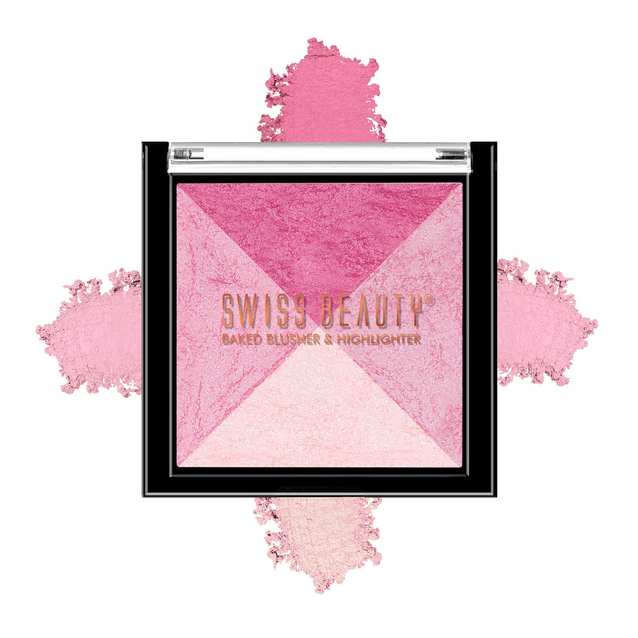 Swiss Beauty Mini Baked Shimmer Blusher And Highlighter Palette For Face Makeup| Multicolor-3, 7 Gm |