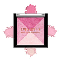 Swiss Beauty Mini Baked Shimmer Blusher And Highlighter Palette For Face Makeup| Multicolor-3, 7 Gm |