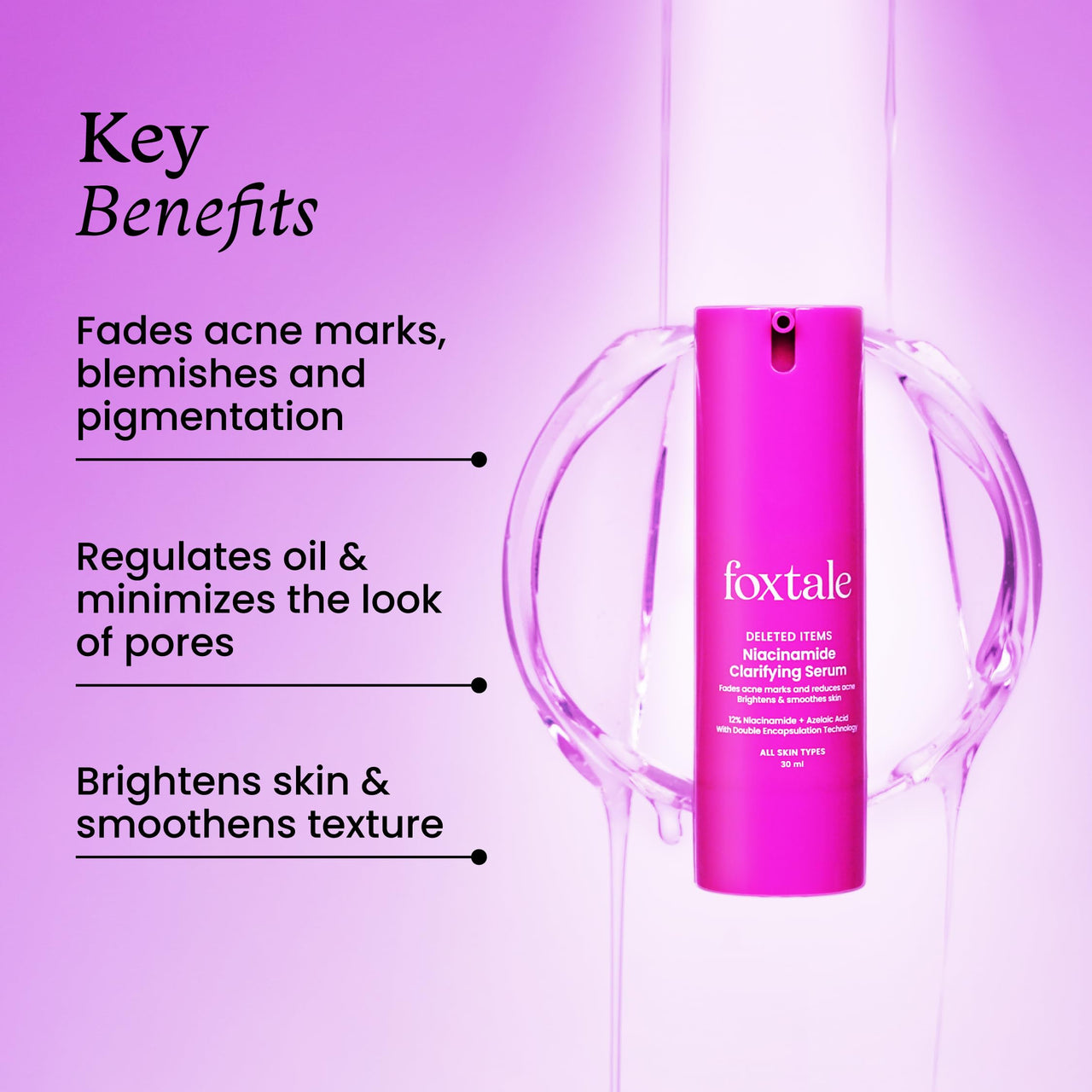 Foxtale 12% Niacinamide Face Serum with Azelaic Acid for Oil Control & Brightening | Reduces Acne, Blemishes & Acne Marks | Brightens & Smoothens Skin | Face Serum for Women & Men | 30 ml