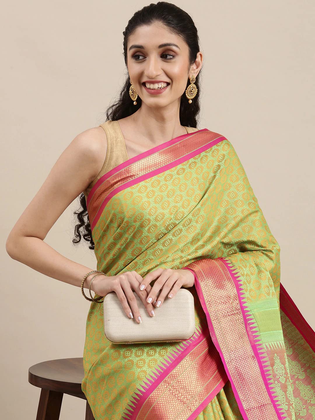 Pandadi Saree Women's  Cotton Silk Saree With Blouse Piece