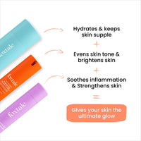 Foxtale Hydraglow Trio Skin Care Kit | Cleanser Face Wash 100ml + Ceramide Moisturizer 50ml + Vitamin C Face Serum 30ml