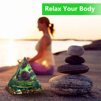 Orgonite Healing Crystal and Stone Orgone Pyramid Amethyst Sphere Life Tree Blance Chakras Pyramid Meditation Aids Sleep, Health Protection Positive Energy Generator to Attract Wealth and Wisdom Green Tree