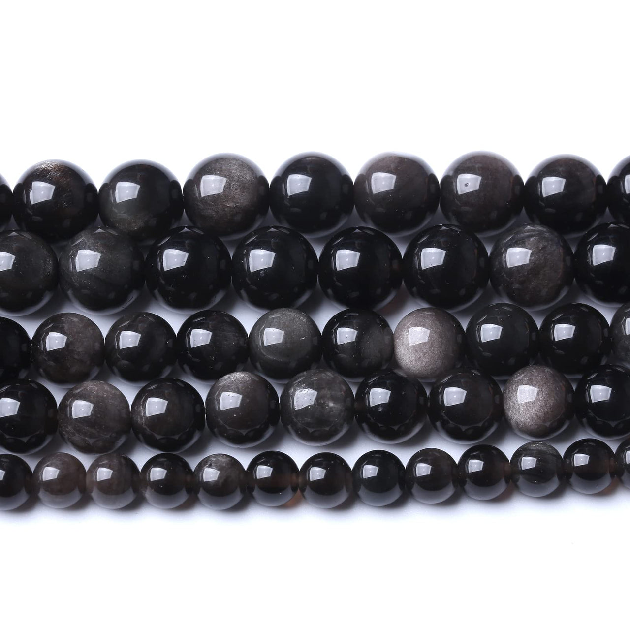 32pcs 12mm AAA Natural Obsidian Stone Beads Gemstone Round Loose Beads for Jewelry Making DIY Bracelet Crystal Energy Healing Power Stone (Sliver Color Obsidian Stone, 12mm) Sliver Color Obsidian Stone