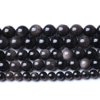 32pcs 12mm AAA Natural Obsidian Stone Beads Gemstone Round Loose Beads for Jewelry Making DIY Bracelet Crystal Energy Healing Power Stone (Sliver Color Obsidian Stone, 12mm) Sliver Color Obsidian Stone