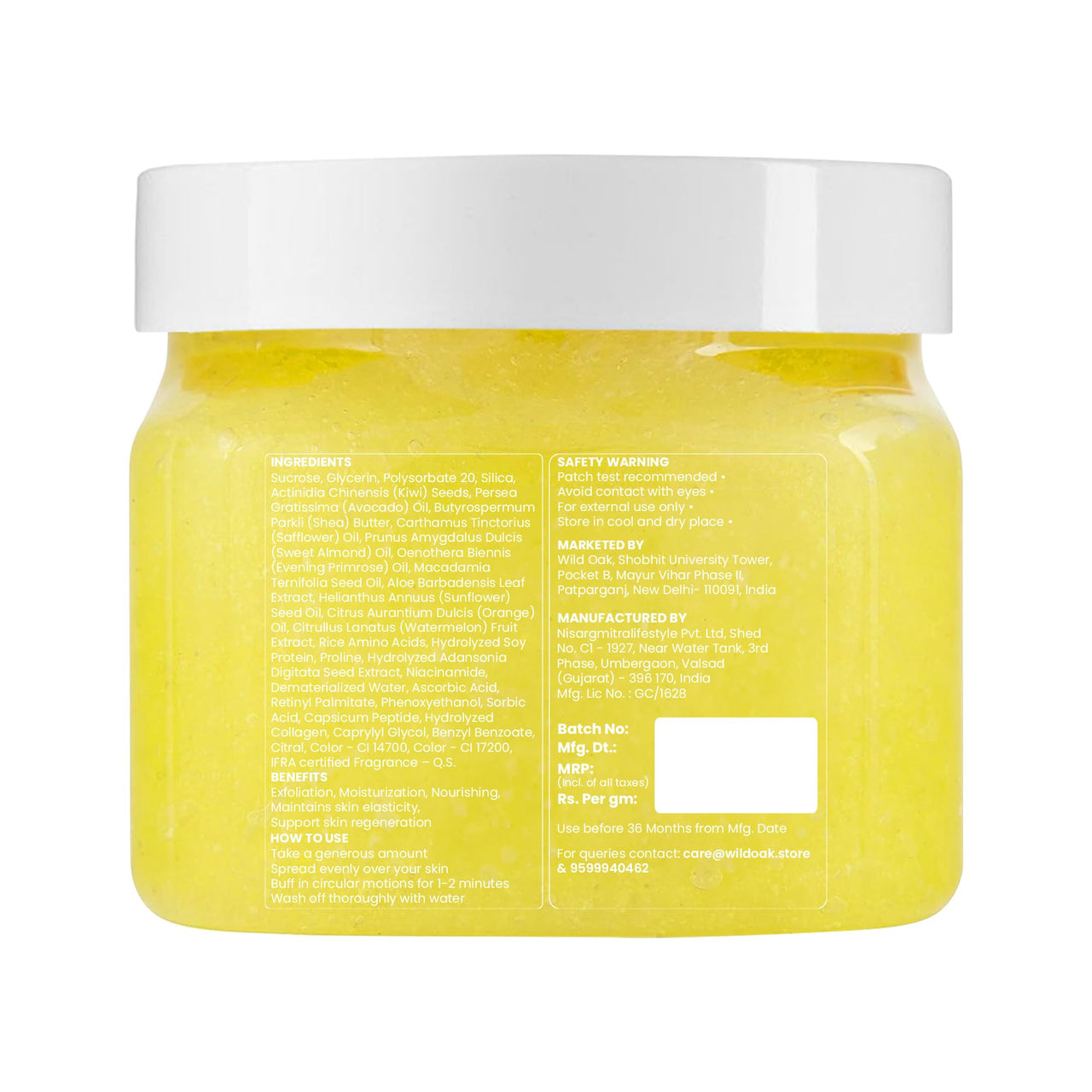 WildOak Candid Lemon Shea Butter Sugar Body Scrub | 300gm | With Collagen & Peptides | Tan Removal | Lightens Dark Area Like Neck & Elbows | Smoothen Bumpy Legs & Hands | Hydrating & Exfoliating Scrub