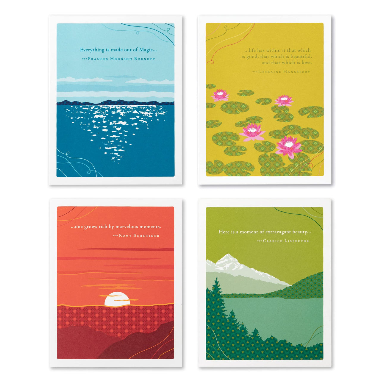 Compendium Positively Green 4-Pack of Birthday Cards  Landscapes (Four Different Designs, One Card Each, with Envelopes)