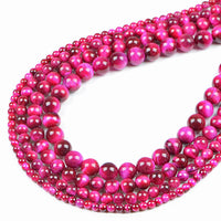 Bymitel 210pcs Natural Crystal Beads Stone Gemstone Round Energy Healing Loose Beads with Stretch Cord for Jewelry Making Bracelets Anklets (Light Fuchsia Tiger's  Eye, 4mm 210pcs) Light Fuchsia Tiger's  Eye