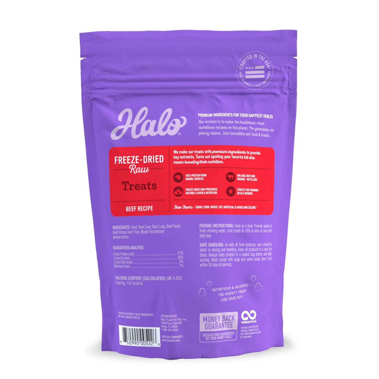 Halo Raw Freeze Dried Dog Treats, Beef Recipe, Dog Treats Pouch, All Life Stages, 2.5-OZ Pouch 2.5 Ounce (Pack of 1)