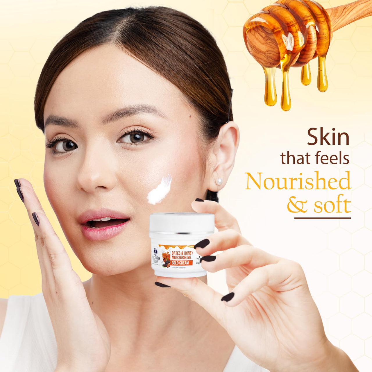 Ayouthveda Dates & Honey Moisturising Cold Cream| Deep Nourishing & Skin Hydrating Moisturizer | Removes Skin Dryness With Fast Observing & Non-Greasy Solution (Pack of 1-50g)