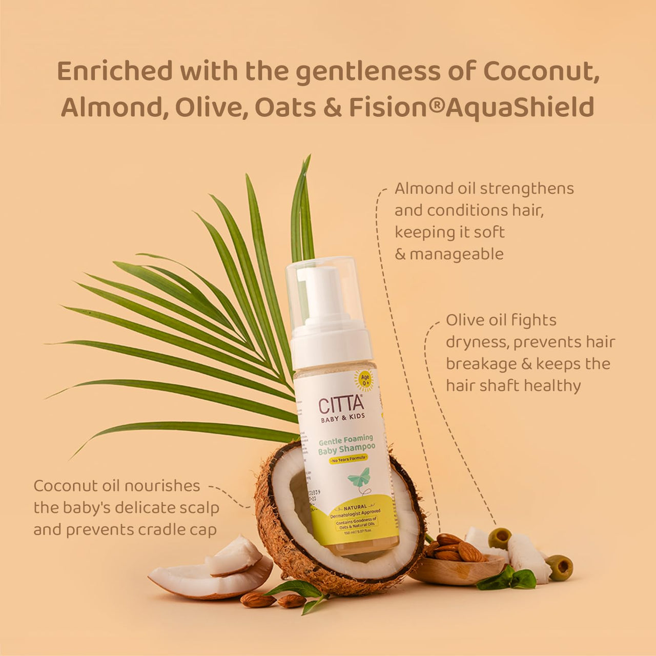 CITTA Tear Free Foaming Baby Shampoo & Baby Body Wash Pack of 2-150 ml Each | Free from Harmful Chemicals, Toxin-free, Paraben Free | Dermatologist Approved