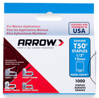 Arrow Fastener 508M1 Genuine T50 Monel Rustproof 1/2- Inch Staples, 1,000-Pack