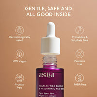 Asaya Multi Peptide Face Serum with Hyaluronic Acid | Collagen Boosting, Hydrating Overnight Repair Serum | Advanced Anti-Aging Formula | Skin Renewal Boosting Facial Essence | Reduces Fine Lines & Wrinkles | Glowing Skin | Face Serum | 5% Tripeptide Comp