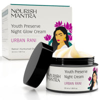 Nourish Mantra Urban Rani Night Cream for women | helps with Anti aging, wrinkle free glowing skin | with Retinol, hyaluronic Acid, kumkumadi oil & Ashwagandha| For All Skin Types - 50ml