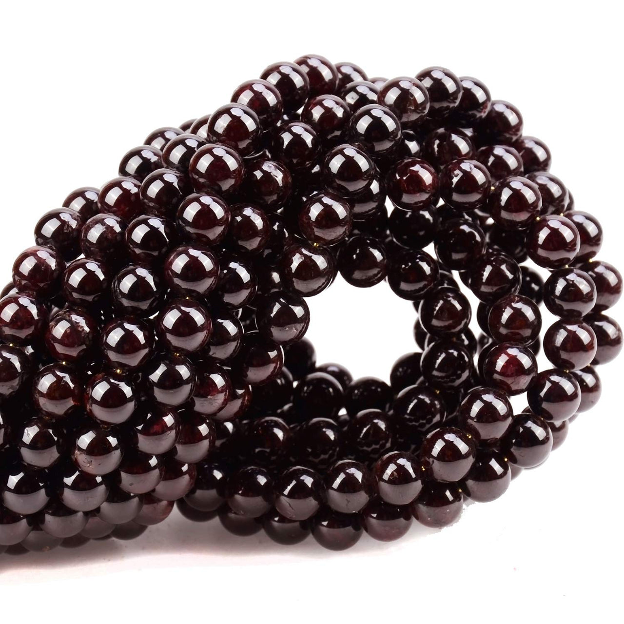 100Pcs Natural Crystal Beads Stone Gemstone Round Loose Energy Healing Beads with Free Crystal Stretch Cord for Jewelry Making (Garnet, 8MM) Garnet
