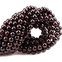 100Pcs Natural Crystal Beads Stone Gemstone Round Loose Energy Healing Beads with Free Crystal Stretch Cord for Jewelry Making (Garnet, 8MM) Garnet