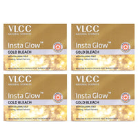 VLCC Insta Glow Gold Bleach - 30g X 4 (Pack of 4) - With Colloidal Glow For Glowing Fairness | Skin Brightening Bleach | Perfect Skin Match, Reduces Facial Hair Visibility, Brightens Complexion