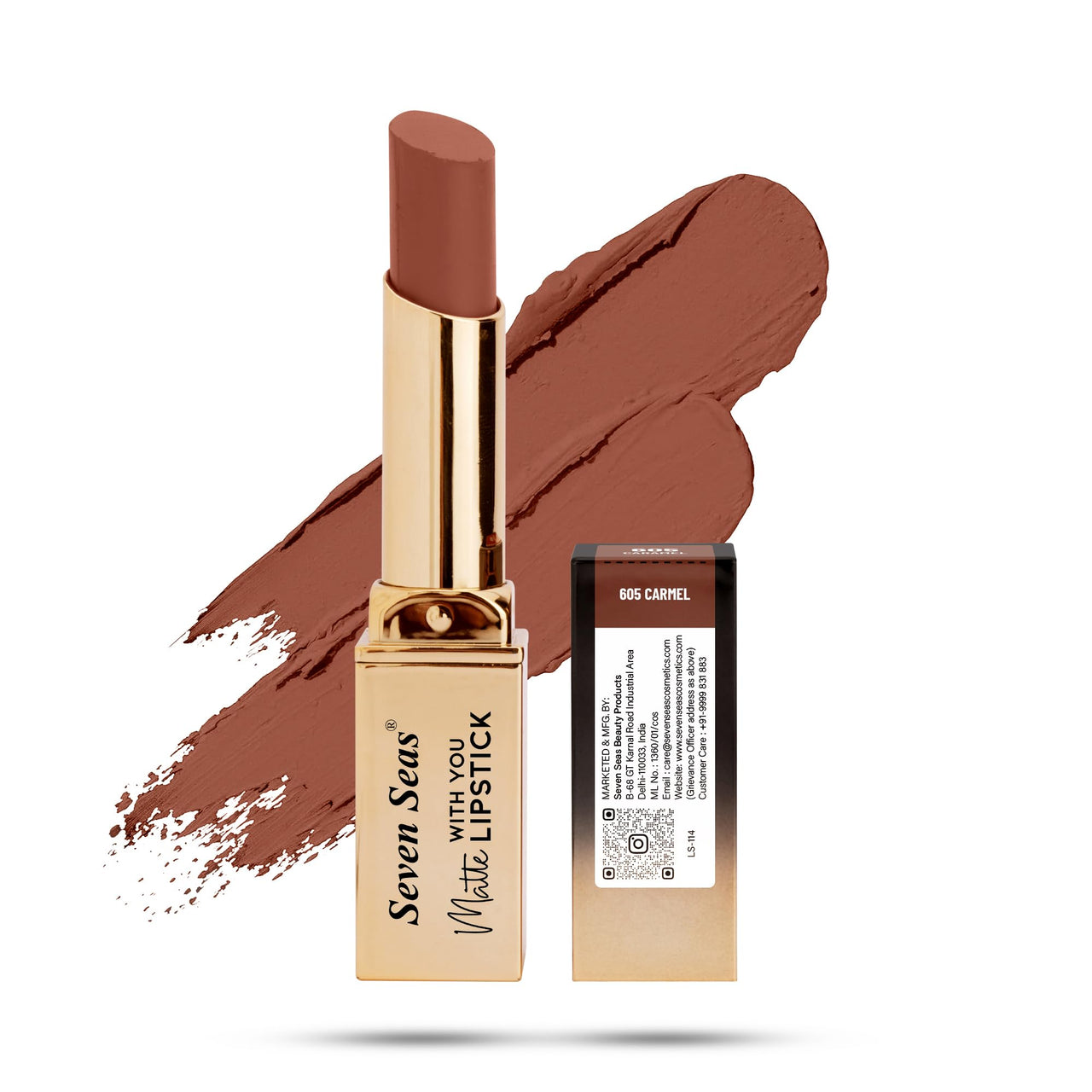 Seven Seas Matte With You Long Lasting Lipstick | Smooth Application |Transferproof & Smudge Proof | Highly Pigmented Lipstick for Women (Copper)