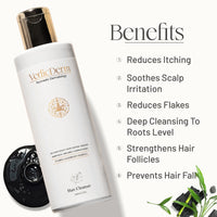 VEDICDERM Plasma Bamboo Charcoal Shampoo 200ml | Clinically Proven For Scalp Psoriasis, Dandruff & Sensitivity | Relieves Itching, Flaking & Dryness | SLS, Paraben & Irritants Free|Daily Hair Cleanser