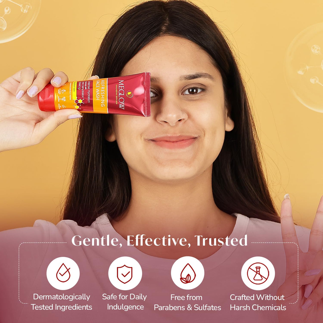 Meglow Refreshing & Rejuvenating Face Wash Pack of 2 (70g Each) with Anti Dehydration Shield|Soap Free Face Wash for All Skin Types |Helps to Make Skin Soft, Supple & Fresh (Unisex)