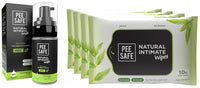 PEESAFE Natural Intimate Wash For Men With Ayurveda Extracts 100 Ml & Peesafe Natural Intimate Wipes 10 Count (Pack Of 4)