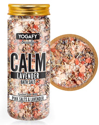 YOGAFY -Calm Lavender Epsom Bath Salt with Pink Salt - 100% Natural Aromatherapy, Relaxation and Peaceful Slumber |300g