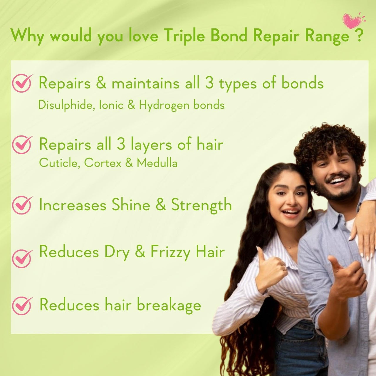 WishCare Triple Bond Repair Booster Hair Serum for Dry Frizzy Hair - 10% AminoPeptide Complex- For Men & Women 100ml