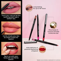 Just Herbs Fill & Define Lip Liner with Shea Butter and Coconut Oil Transfer Proof Long Lasting Creamy Matte Finish Lip Liner (Dirty Rose, 0.3g)