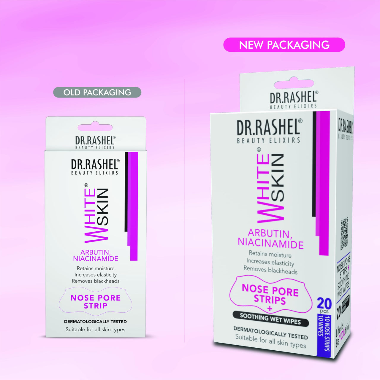 DR.Rashel Nose Pore Strips For Pore Cleansing | Deep Cleansing Nose Strips For Instant And Painless Blackheads Removal || 20 PCS (White Skin) (10 Strips & 10 Wipes)