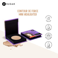 SUGAR Cosmetics Contour De Force Mini Highlighter - 01 Champagne Champion (Champagne Gold) Lightweight, Easily Blendable, Illuminating Bronzer, Matte Finish