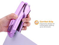 Bostitch Office Ascend 3 in 1 Stapler Integrated Remover & Staple Storage, 420 Staples Included, 20 Sheet Capacity, Lightweight, Purple