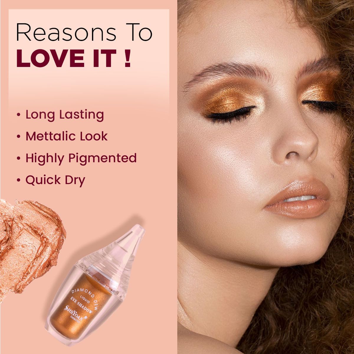 Shryoan Diamond Dew Matte Liquid Eyeshadow | Highly Pigmented Eyeshadow With Radiant Shimmer Finish | Non-Transfer, Instant Dry, Long Wearing Eyeshadow (5ml) (Shade-03)