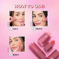 Hilary Rhoda Blush Love | Highly Pigmented Liquid Blush & Super Dewy Finish | Built-in Sponge | All Day Wear & Buildable Formula | Leak-Proof - 6ml (Drama | Shade 02)