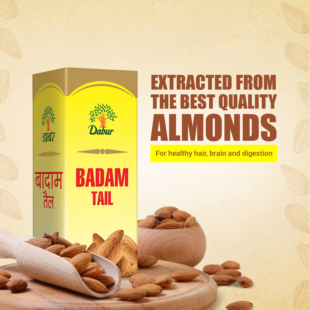Dabur Badam Tail : Sweet Almond Oil | Rich in Vitamin -E for Healthy Skin , Hair and Body - 100ml