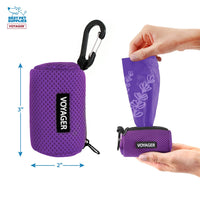 Best Pet Supplies 2-Pack Dog Poop Bag Holder Leash Attachment, Color, Reusable Mesh Dispenser Pouch for Travel, Walking, Park, and Outdoor Use, Soft and Durable with Clip-On - Mesh Purple