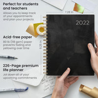 Arteza 2022 Monthly Planner, 205 Inner Pages, Black Brushstroke Design, 9.1 x 7.3 Inches – 12-Month Planner – Office Supplies to Track Plans & Stay Productive Black Cover