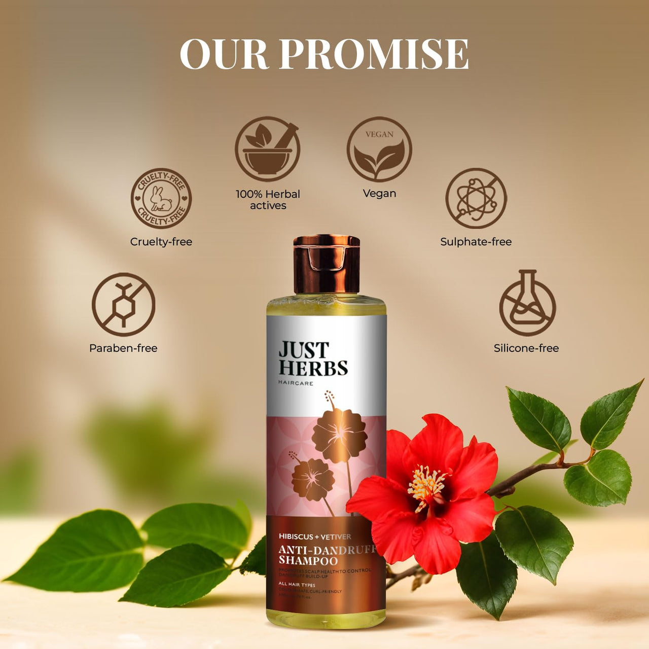 Just Herbs Ayurvedic Anti-Dandruff Shampoo For Strong & Bouncy Hair For Men & Women- Sls & Paraben Free- 200 ml